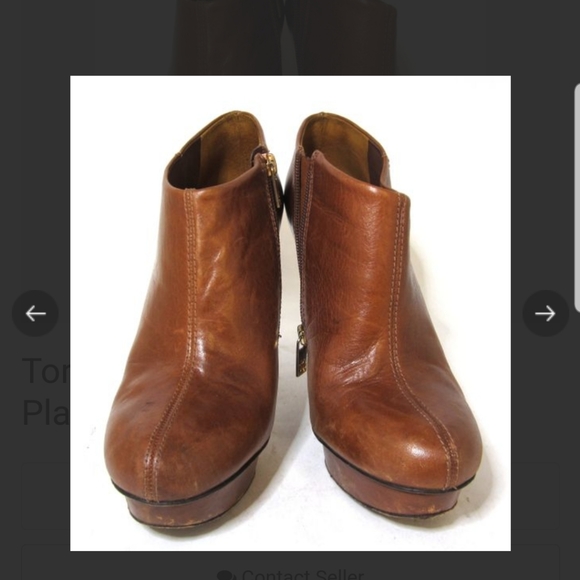 GUC Tory Burch brown platform heeled booties - Picture 3 of 4